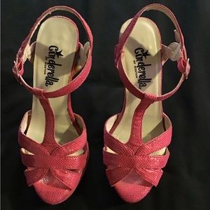 Cinderella of Boston shoe, 3 1/2 M, platform stiletto, Fuchsia (bright pink).